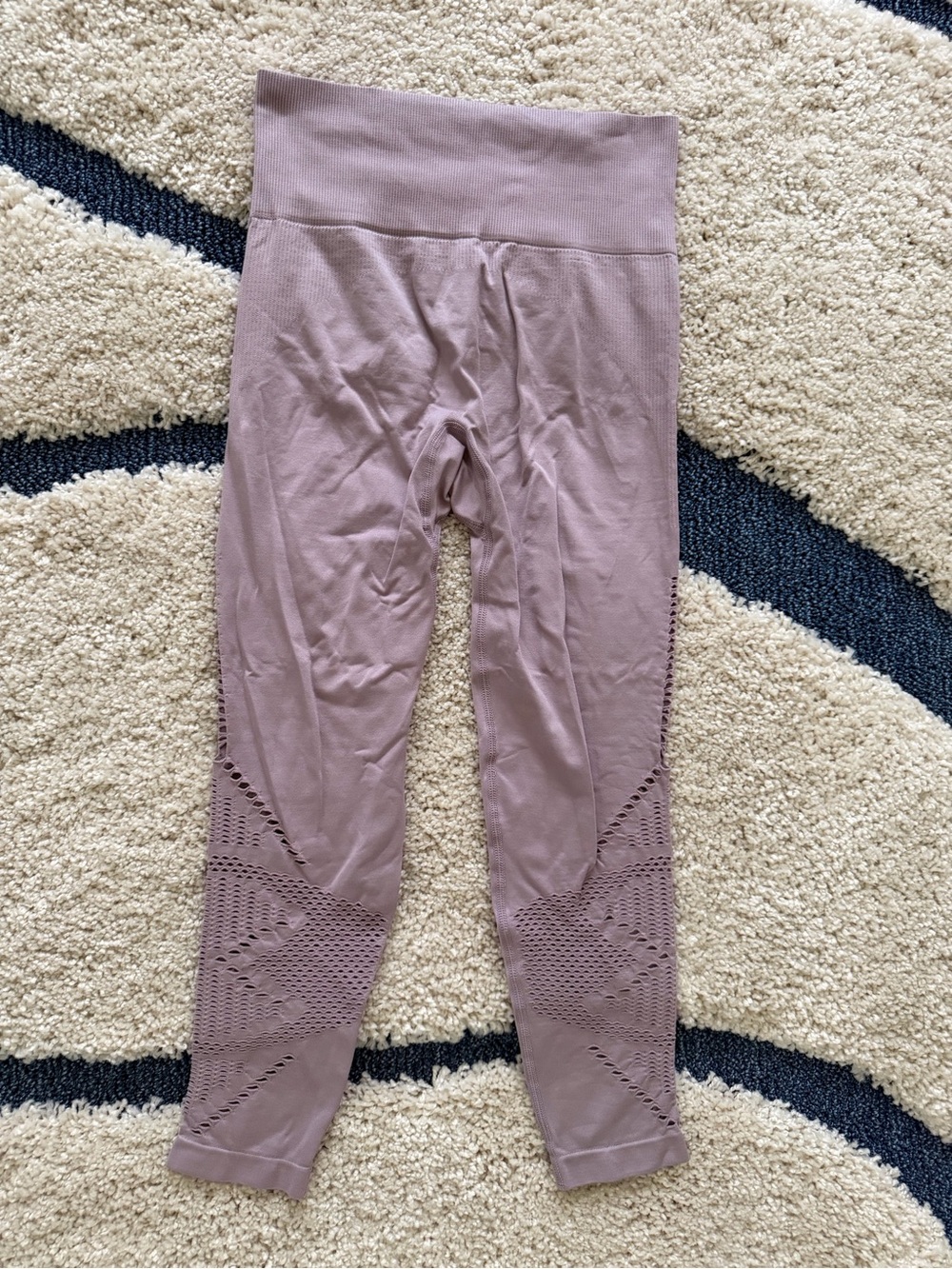 PINK Victoria's Secret Mauve Knit-Detail High-Rise Leggings